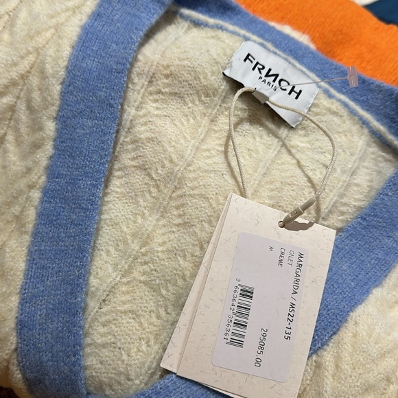 NWT Frnch Paris Margarida Cardigan Multicolor Wool Blend Stripe - Picture 6 of 10